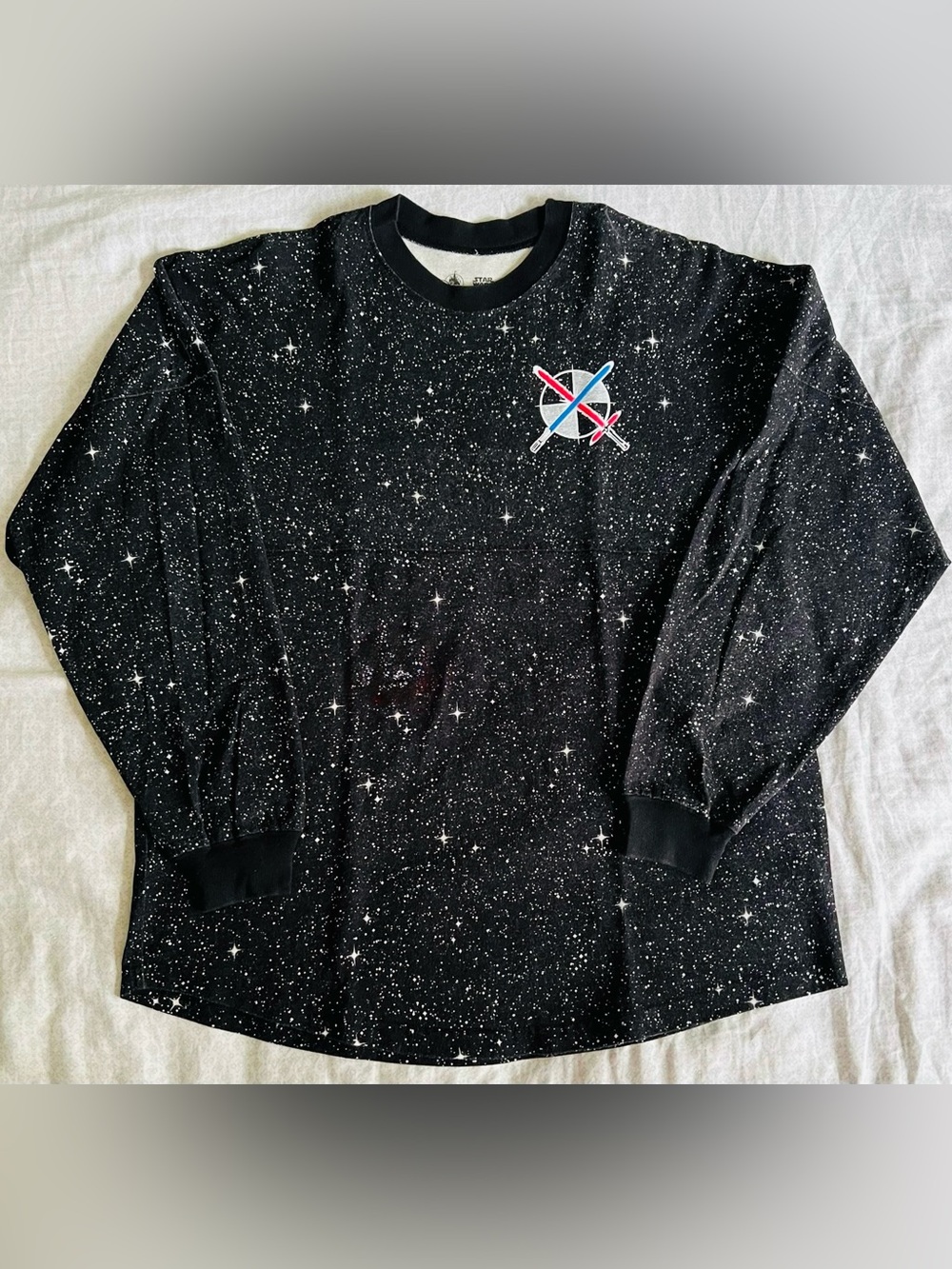 Disney Black Starfield Long Sleeve Tee with Rocket Patch